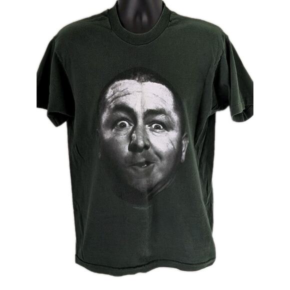 Vintage Three Stooges Curly Howard Shirt Mens Large Green Single Stitch - Picture 1 of 10